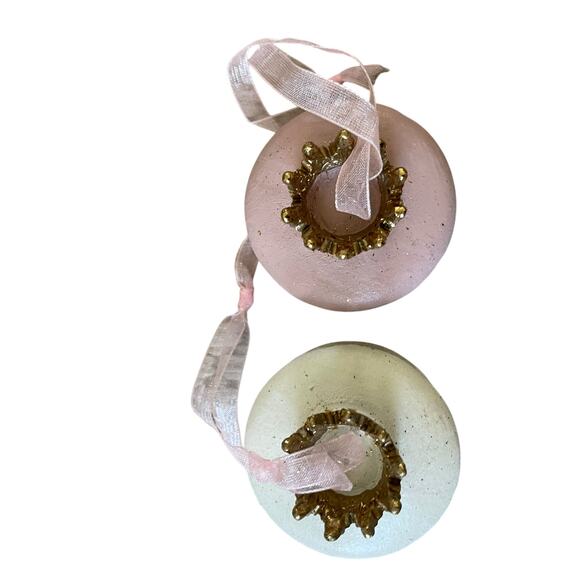 RACHEL ZOE Gold Crown Pastel Macaron Ornament Set of 6 Valentines Day Decor New - Picture 4 of 16